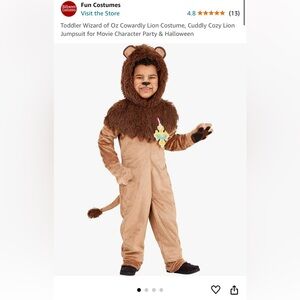 NWT Cowardly Lion Costume from The Wizard of Oz
